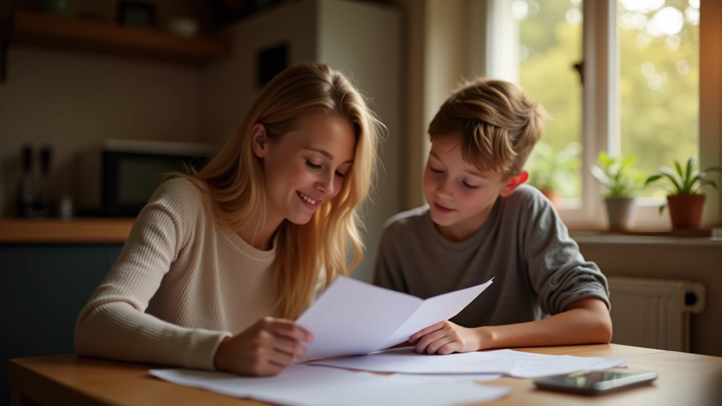 Nederlands gezin bespreekt budget samen aan de keukentafel