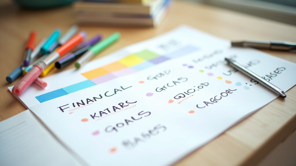 Kleurrijke spreadsheet met categorieën en doelen, geschreven op papier met markers